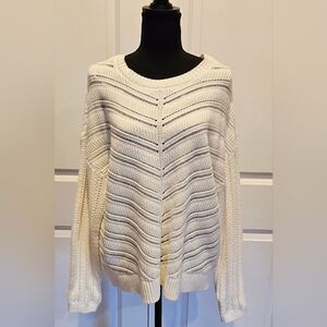 LUCKY BRAND NWT Open Stitch Pullover Sweater Whisper White Sz Lg